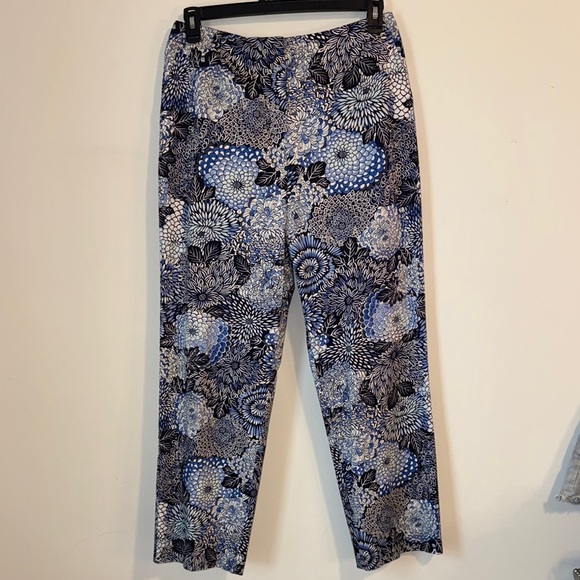 Talbots Floral Blue and Black Pants - Picture 1 of 5
